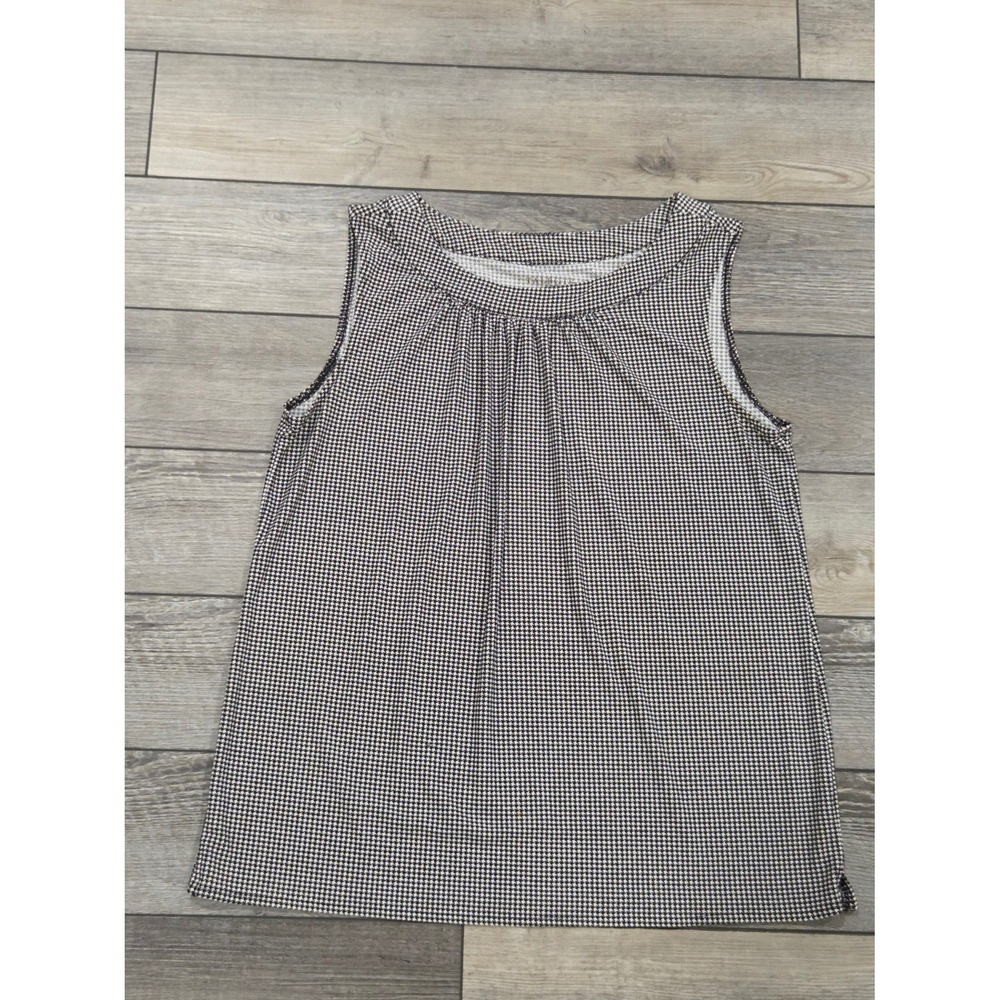 Talbots Womens Black White Houndstooth Pleated Sleeveless Shell Tank Top Size M - Picture 2 of 4